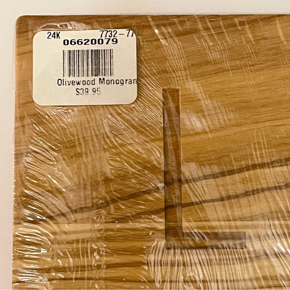 Letter L Monogram Olive Wood Cheese Board 8” x 8”